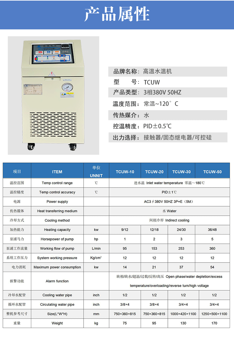 120℃水温机产品属性